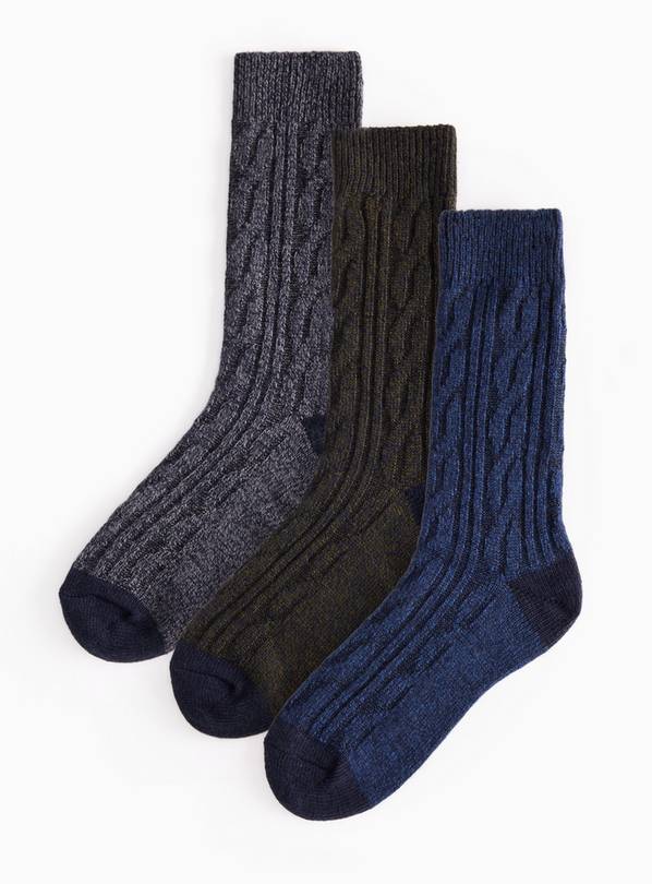 Navy Thermal Cable Socks 3 Pack 6-8.5